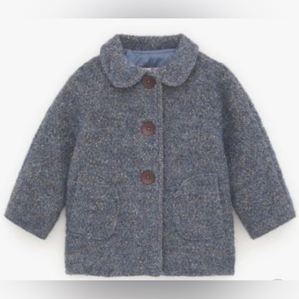 Zara  BlueTweed Coat Size 12-18 Mos - Preloved